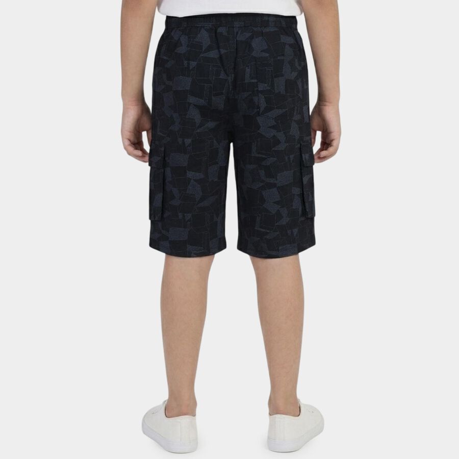Boys' Navy Cotton Relaxed Fit Jamaican Shorts, नेवी ब्लू, large