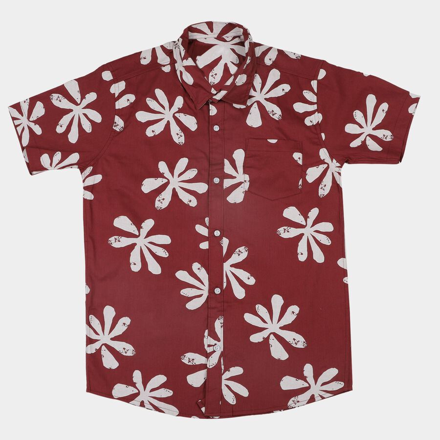 Boys Brown Cotton Classic Casual Shirt, Brown, large