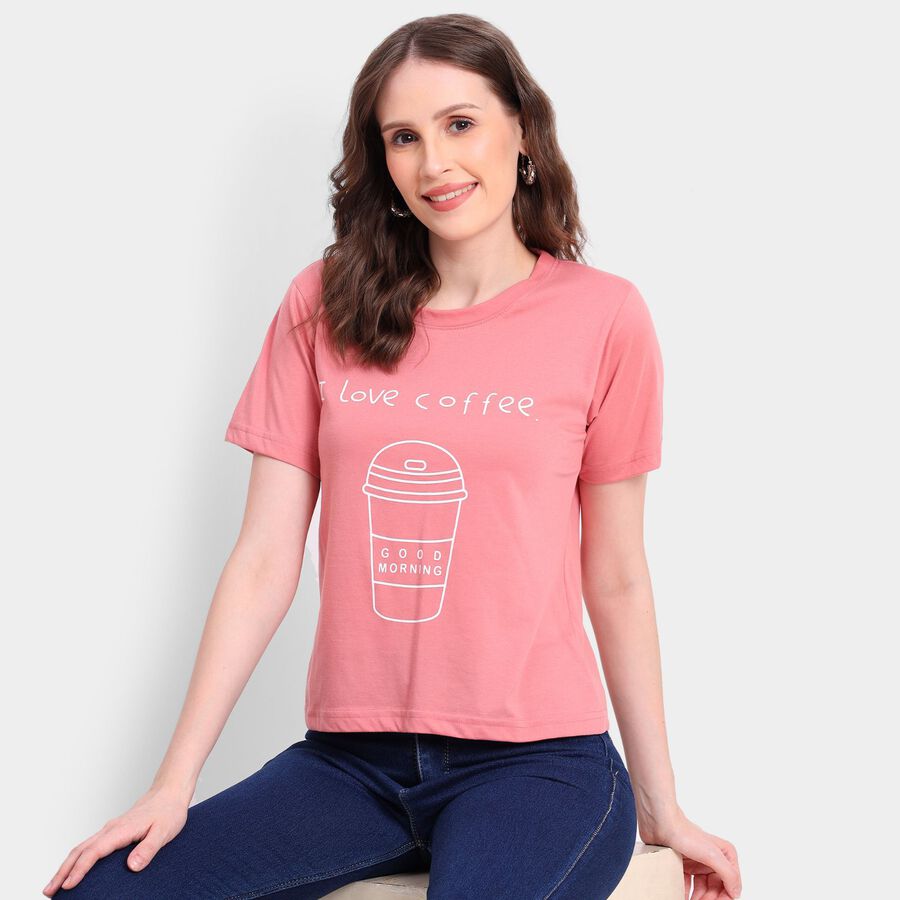 Ladies' Round Neck T-Shirt, Pink, large image number null