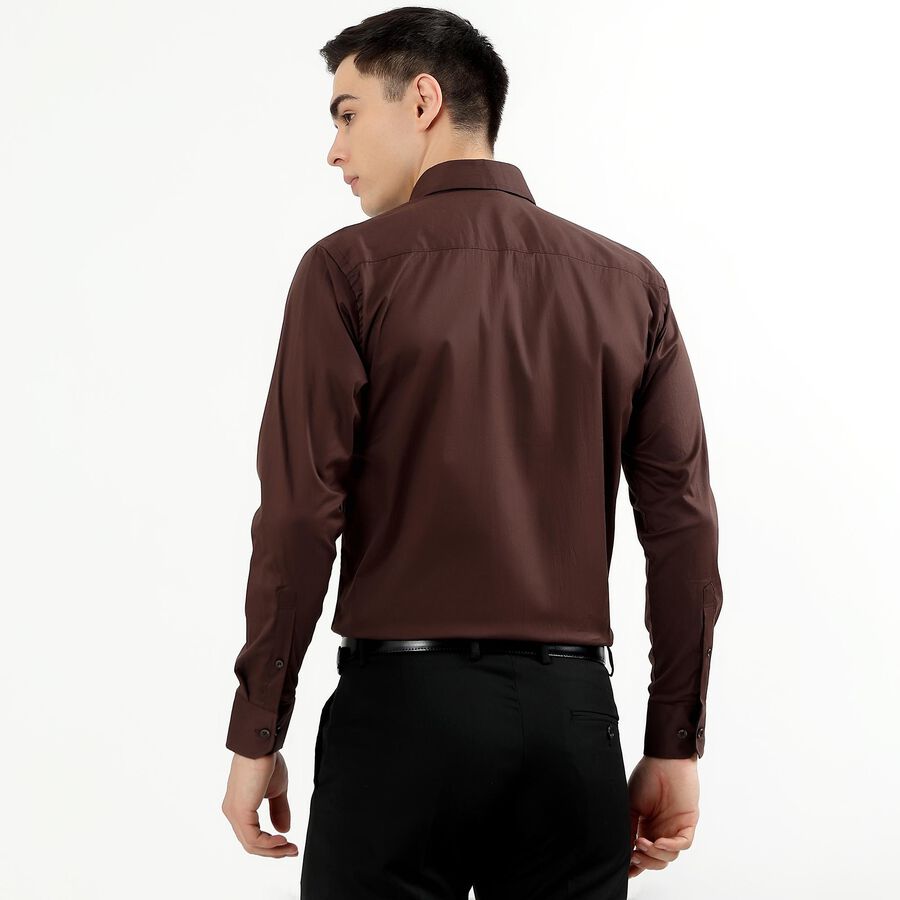 Men's Rich Chocolate Brown Slim Fit Formal Shirt, भूरा, large image number null