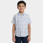 Boys Light Blue Button-Down Casual Shirt, Light Blue, small
