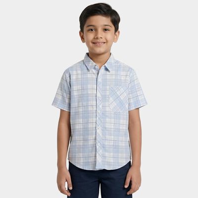 Boys Light Blue Button-Down Casual Shirt