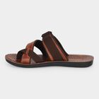 Men's Brown PU Thong Slip-On Sandals, भूरा, small