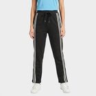 Women's Dark Grey Straight Fit Side-Striped Track Pants, Dark Grey, small