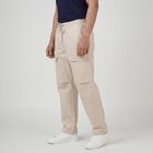 Men's Beige Slim Fit Casual Trousers, Beige, small