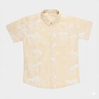 Boys Beige Cotton Half Sleeve Classic Collar Casual Shirt, Beige, small