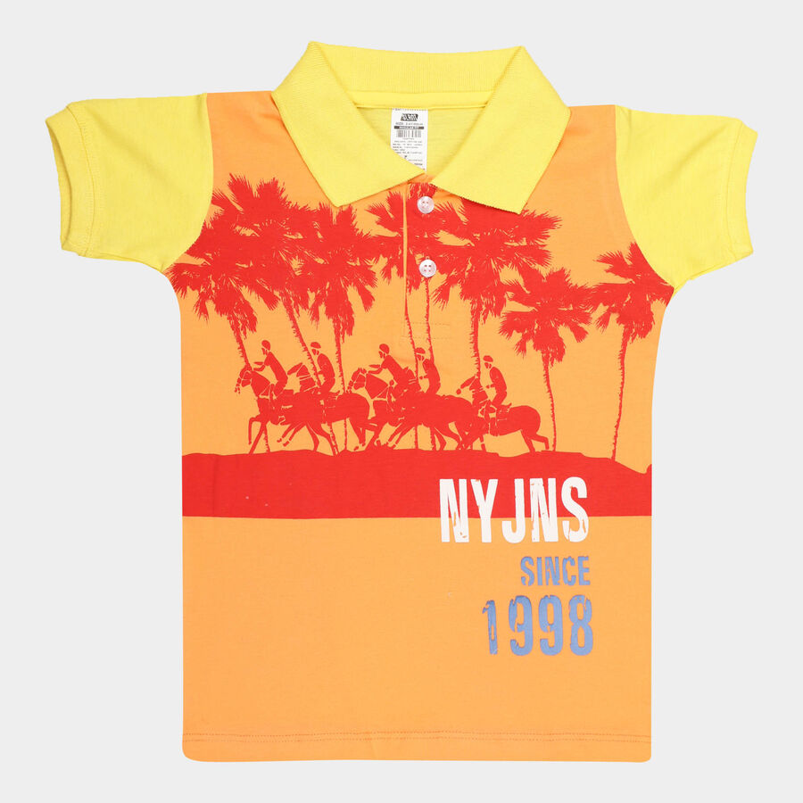 Boys Cotton T-Shirt, Orange, large image number null