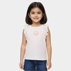 Girls Light Pink Round Neck Casual Sleeveless T-Shirt, Light Pink, small