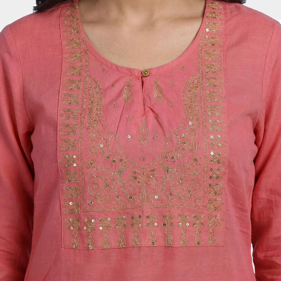 Women's Purple Round Notch Neck Printed Kurta, बैंगनी, large