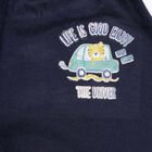 Infants Solid Elasticated Waist Pyjama, Navy Blue, small image number null