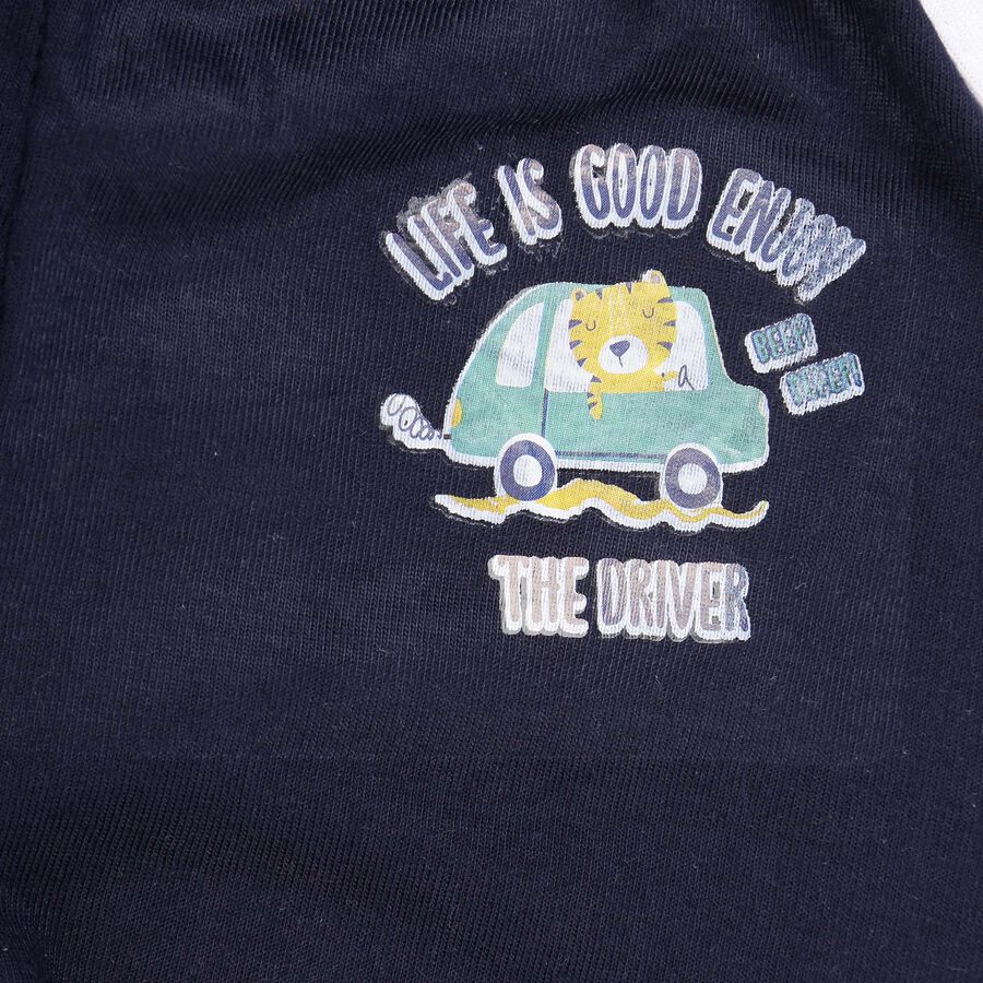 Infants Solid Elasticated Waist Pyjama, Navy Blue, large image number null