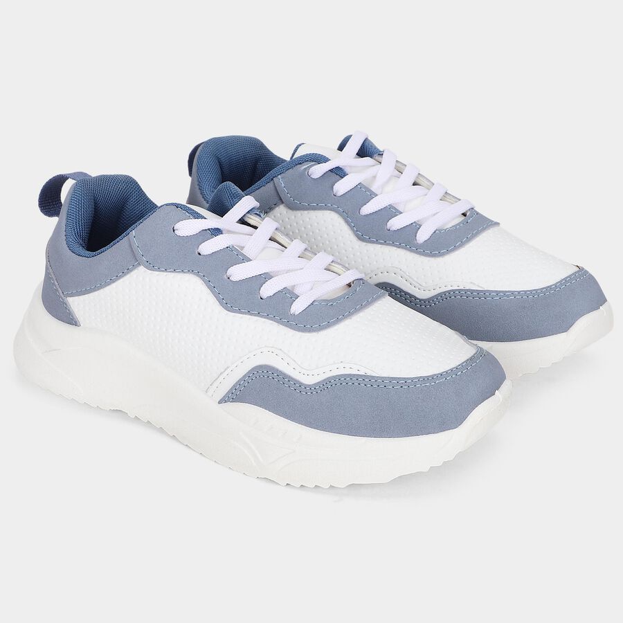 Women's Blue Lace-Up Sneakers, Blue, large