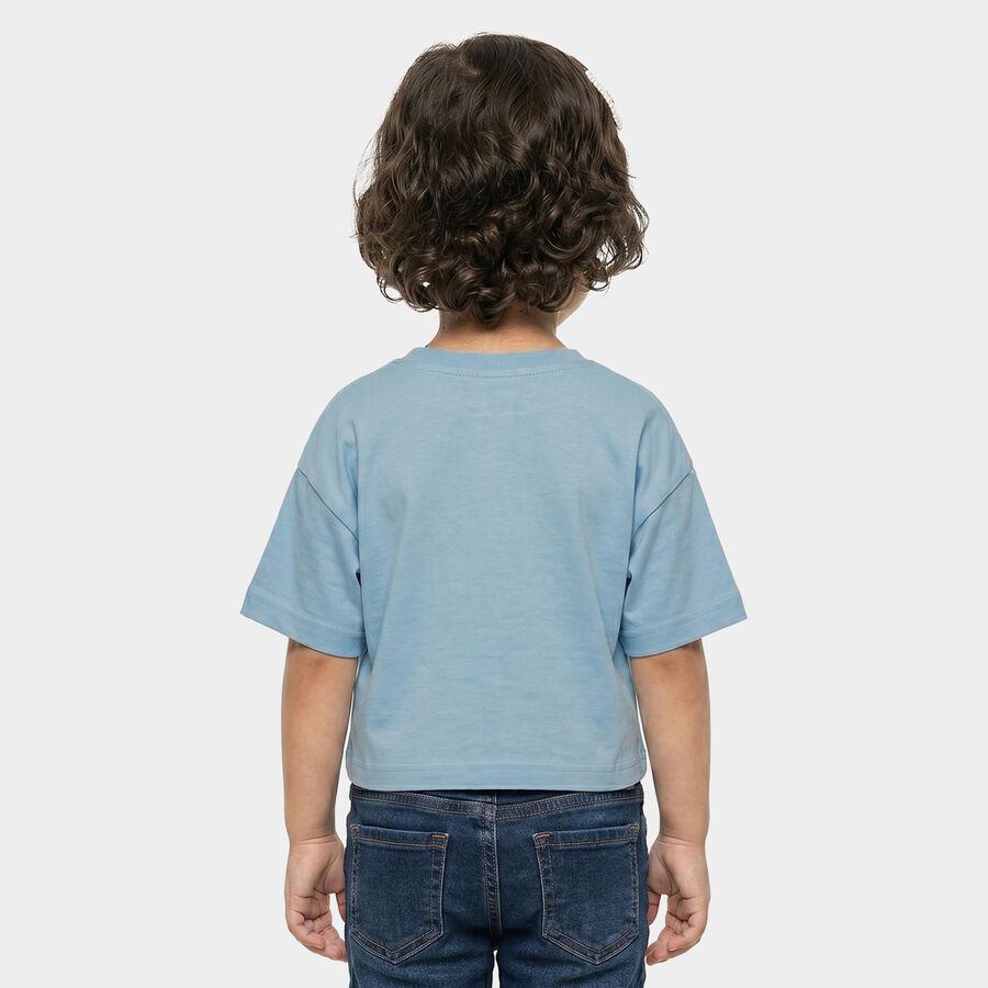 Girls Light Blue Crew Neck Crop T-Shirt, Light Blue, large