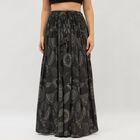 Women's Jet Black Printed Flared Ethnic Maxi Skirt, Light Grey, small image number null
