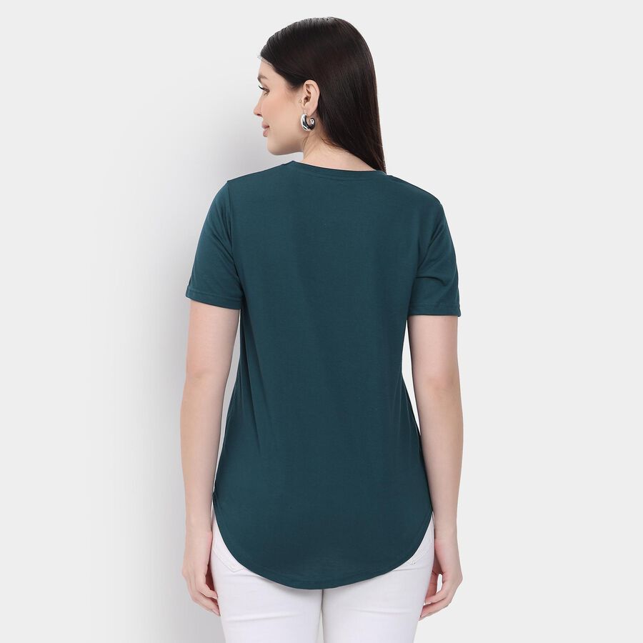 Ladies' 100% Cotton Round Neck T-Shirt , Dark Green, large