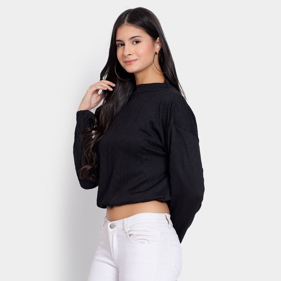 Ladies'  Crop  Top, Black, large image number null