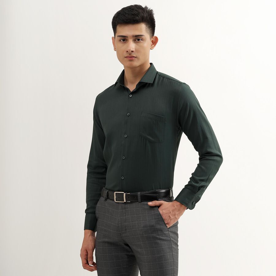Men's Dark Forest Green Cut Away Collar Formal Shirt, Dark Green, large image number null