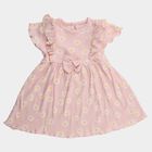Infants' Pink Regular Fit Daisy Printed Ruffle Sleeve Frock, Light Pink, small