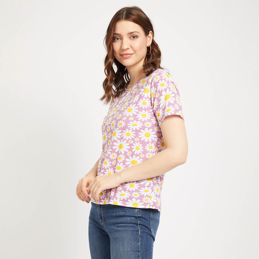 All Over Print Round Neck T-Shirt, Purple, large image number null