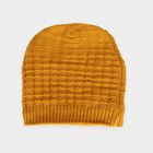 Boys Yellow Textured Knit Beanie Cap, Yellow, small