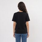 Women Black Cotton Round Neck Regular Graphic Print T-Shirt, Black, small
