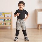 Boys' Grey Cotton Blend Colorblocked Jogger Pyjama, Melange Light Grey, small