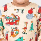 Infants' Beige 100% Cotton Round Neck Graphic Print Baba Suit, Beige, small