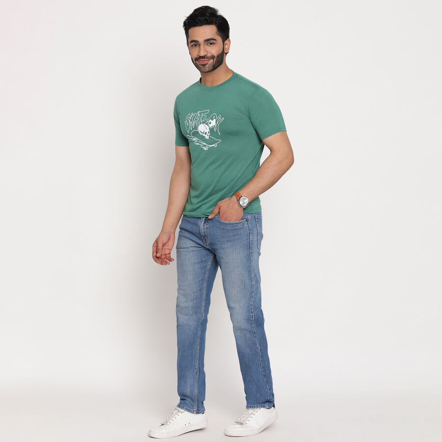 Round Neck T-Shirt, Dark Green, large image number null