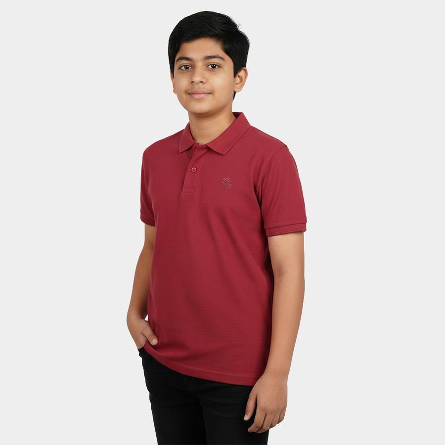 Boys Pink Crew Neck Casual Boys T-Shirt, गुलाबी, large