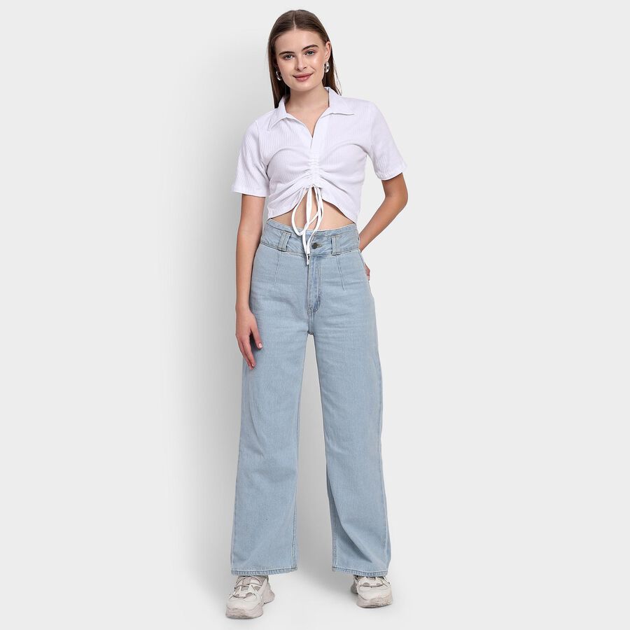 Ladies' 100% Cotton Crop  Top, White, large image number null