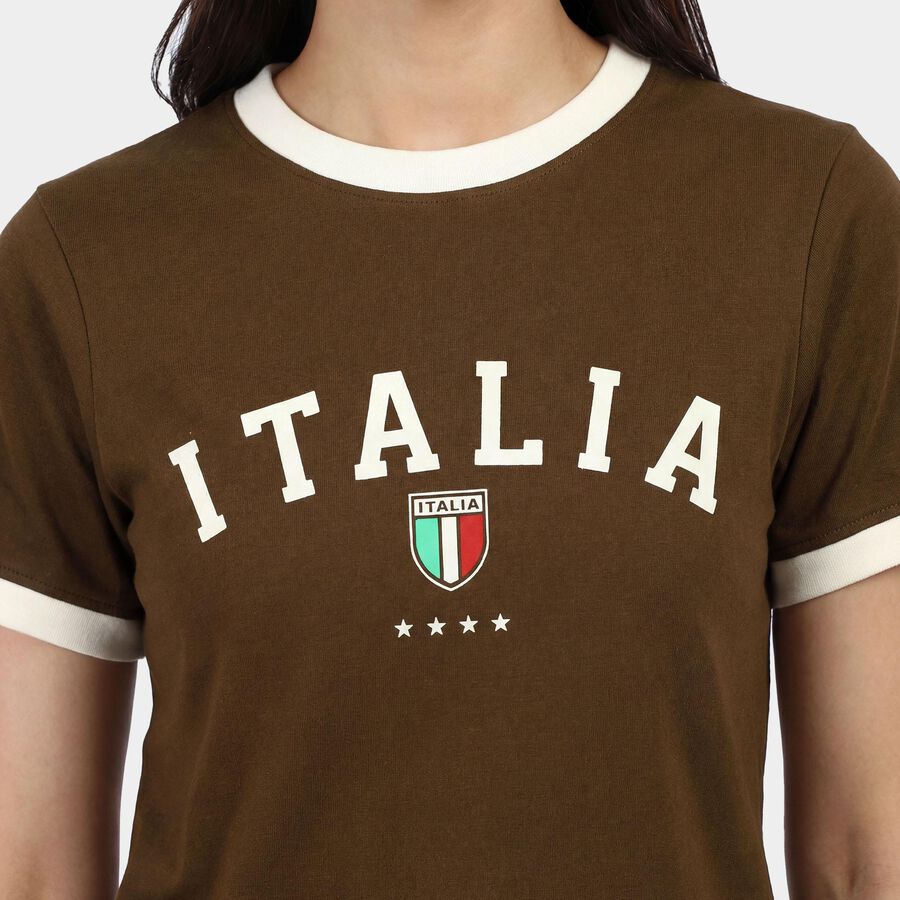 Ladies' Round Neck T-Shirt, Olive, large