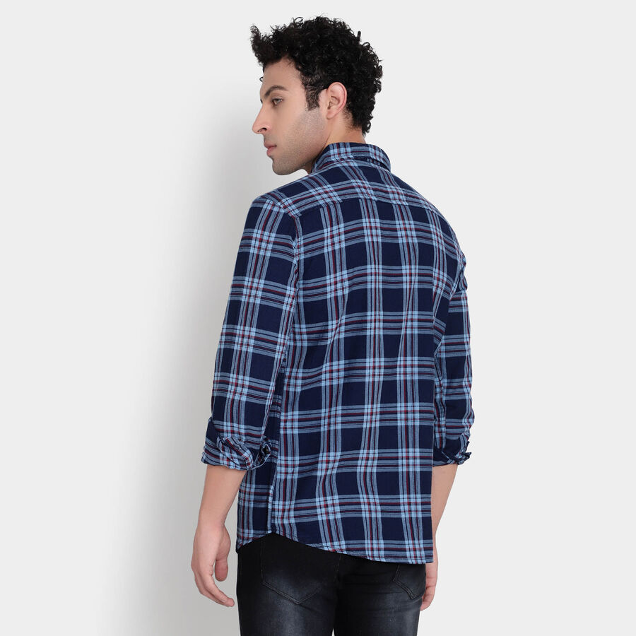 Cotton Checks Casual Shirt, Mid Blue, large image number null