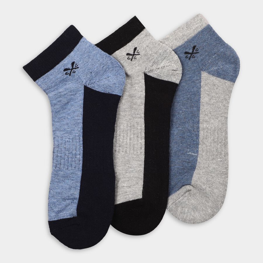 Men's Socks (Pack of 3), मिश्रित हल्का ग्रे, large