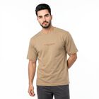 Men's Khaki Round Neck Regular T-Shirt, Khaki, small