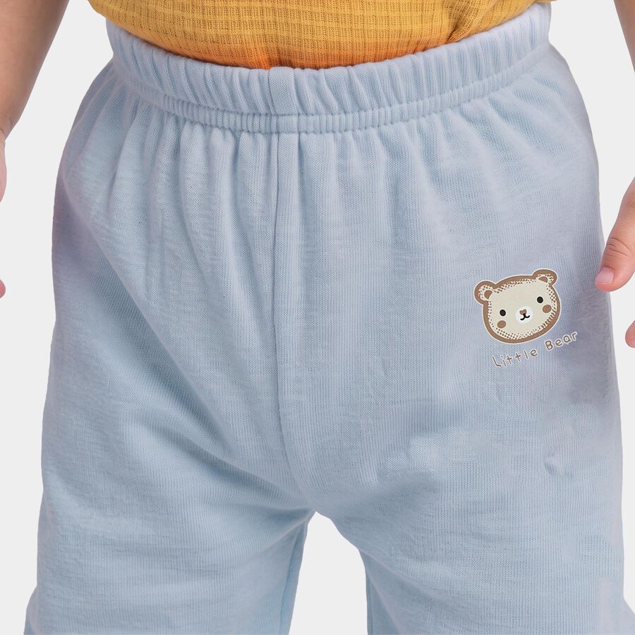 Infants' Light Blue Jogger Fit Bear Print Cotton Pyjama, Light Blue, large