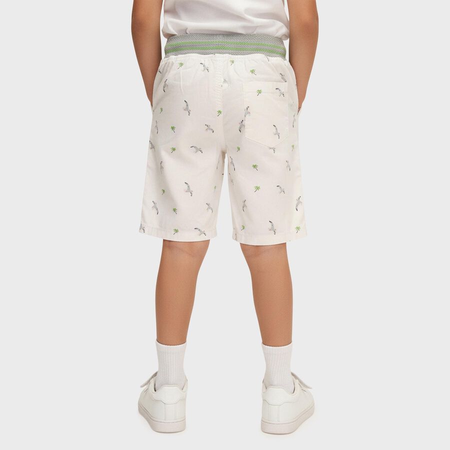Boys' Off-White Printed Cotton Jamaican Shorts, Off White, large