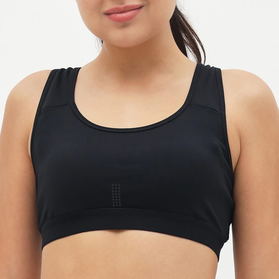 Women's Black Seamless Racerback Sports Bra, Black, large