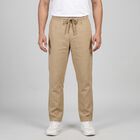 Men's Beige Slim Fit Drawstring Chino Trousers, गहरा पीला, small
