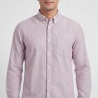 Men's Red Cotton Spread Collar Casual Shirt, Red, small