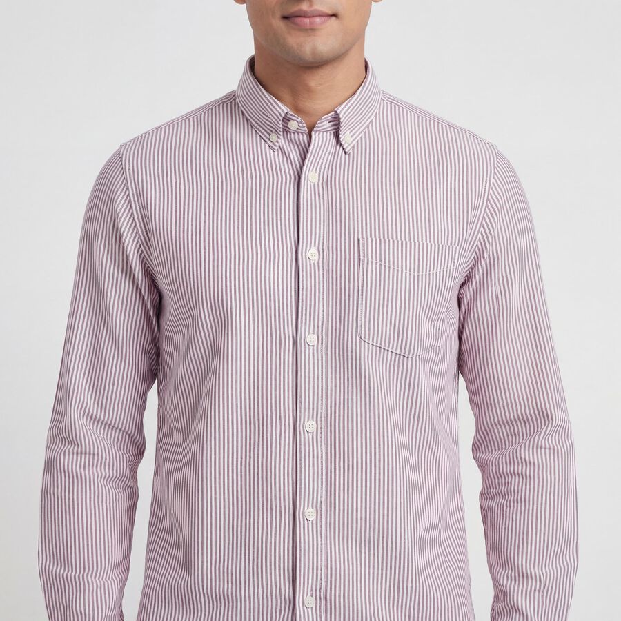 Men's Red Cotton Spread Collar Casual Shirt, Red, large