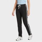 Women's Dark Grey Regular Fit Side-Striped Track Pants, Dark Grey, small