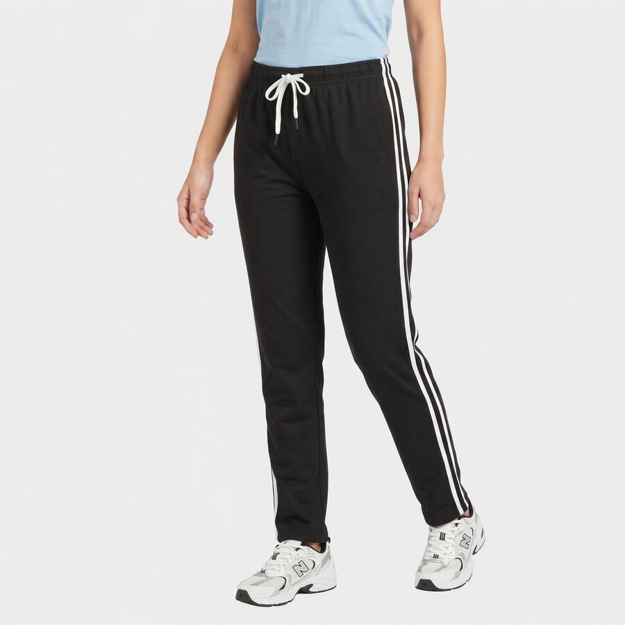 Women's Dark Grey Regular Fit Side-Striped Track Pants, Dark Grey, large