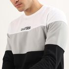 Men's Black and Grey Crew Neck Casual Sweatshirt, Black, small image number null