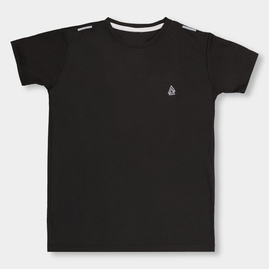 Boys' Half Sleeves T-Shirt , काला, large image number null