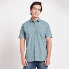 Cotton Printed Casual Shirt, Mid Blue, small image number null