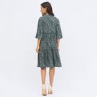 Women's Muted Forest Green Round Neck Bohemian Dress, Dark Green, small image number null
