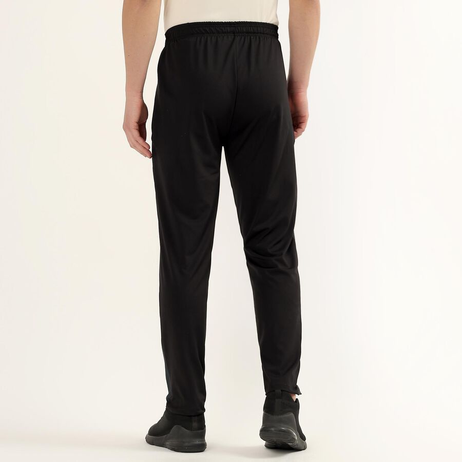 Men's Jet Black Slim Fit Side-Panelled Track Pants, काला, large