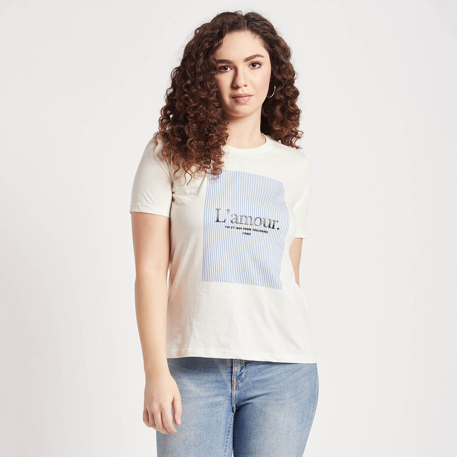 Round Neck T-Shirt, Off White, large image number null