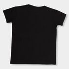 Girls' Jet Black Round Neck Casual T-Shirt, Black, small image number null