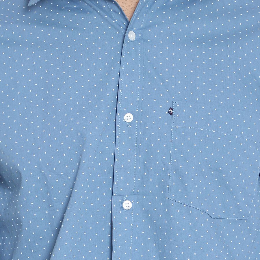 Cotton Printed Casual Shirt, Mid Blue, large image number null